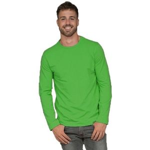Basic lange mouwen/longsleeve stretch shirt lime groen voor heren - Basic kleding voor heren