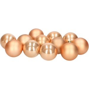 Kerstballen - 12 stuks - kunststof - lichtbruin - 6 cm