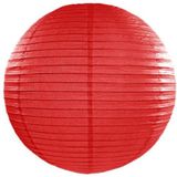 Feest/tuin versiering 8x stuks luxe bol-vorm lampionnen rood en wit dia 35 cm