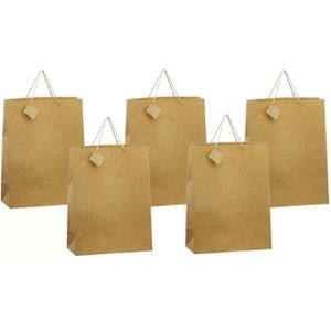 20x stuks luxe gouden papieren giftbags/tasjes met glitters 30 x 29 cm