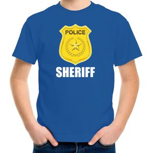 Sheriff police embleem t-shirt blauw voor kinderen - politie agent - verkleedkleding / kostuum
