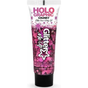 Paintglow Chunky glittergel voor lichaam en gezicht - fuchsia roze - 12 ml - Glitter schmink
