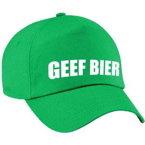 Geef bier fun pet groen voor dames en heren - geef bier baseball cap - carnaval fun accessoire