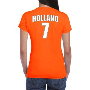 Oranje supporter t-shirt - rugnummer 7 - Holland / Nederland fan shirt / kleding voor dames