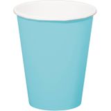 24x stuks drinkbekers van papier lichtblauw 350 ml - Uni kleuren thema voor verjaardag of feestje