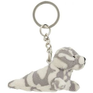 Pluche gevlekte zeehond knuffel sleutelhanger 8,5 cm - Speelgoed dieren sleutelhangers