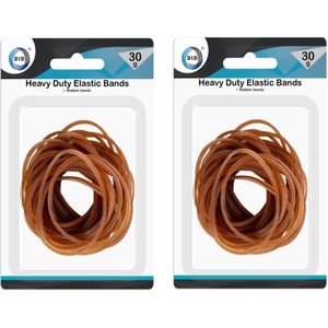 DID Knutsel/hobby/kantoor elastiekjes bruin - rubber - dunne - 2x zak met 30 gram