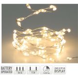Christmas Decoration draadverlichting zilver- 66 leds wit -batterij-1m
