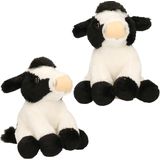 Set van 2x stuks knuffel koeien zittend 15 cm - Boerderij kinderen knuffels Koeien