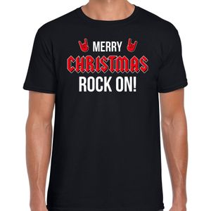 Merry Christmas rock on Kerst t-shirt - zwart - heren - Kerstkleding / Kerst outfit
