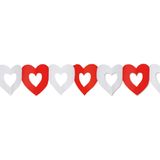 Pakket van 2x stuks hartjes slingers rood/wit - 300 cm - Romantische feestslingers voor bruiloften / Valentijn