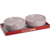 PlasticForte Rond bord/camping - 6x - diep bord - D19 cm - oud roze - kunststof - soepborden