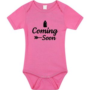 Coming soon gender reveal meisje cadeau tekst baby rompertje roze - Kraamcadeau - Babykleding