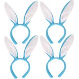 10x stuks konijnen/bunny oren licht blauw met wit voor volwassenen 27x28 cm - Feest diadeem konijn/paashaas - Paas verkleedkleding
