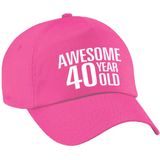 Awesome 40 year old verjaardag pet / cap roze voor dames en heren - baseball cap - verjaardags cadeau - petten / caps