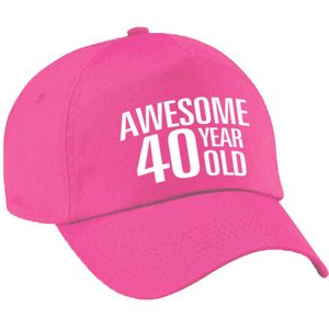 Awesome 40 year old verjaardag pet / cap roze voor dames en heren - baseball cap - verjaardags cadeau - petten / caps