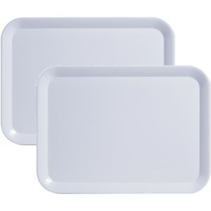 Set van 2x stuks witte dienbladen rechthoek melamine 44 x 32 cm - Keukenbenodigdheden - Dranken serveren