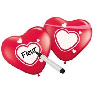 Beschrijfbare hartjes ballonnen 12x stuks - Lefde thema / Valentijn / Huwelijk