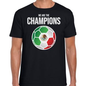 Mexico WK supporter t-shirt - we are the champions met Mexicaanse voetbal - zwart - heren - kleding / shirt