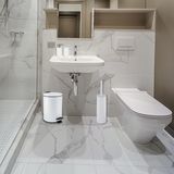 Spirella Badkamer accessoires set - WC-borstel/pedaalemmer/zeeppompje/beker - metaal/keramiek - ivoor wit - Luxe uitstraling