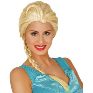 Blonde Elsa prinsessen pruik met vlecht