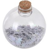 8x Transparante fles kerstballen met witte sterren 8 cm - Onbreekbare kerstballen - Kerstboomversiering wit