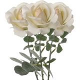 3x Creme witte rozen/roos kunstbloemen 37 cm - Kunstbloemen boeketten