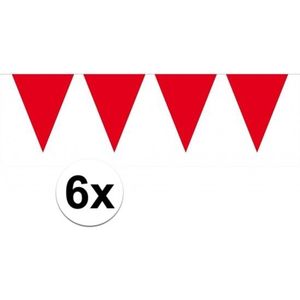 6x vlaggenlijn / slinger rood 10 meter - totaal 60 meter - slingers