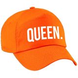 Queen pet  / baseball cap oranje met witte bedrukking voor meisjes - Holland / Koningsdag - feestpet / verkleedpet