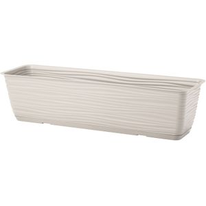 Form Plastic Plantenbak Balustrade - kunststof - lichtgrijs - L50 x B17 x H14 cm - met opvang schotel - rechthoek - balkon bakken - bloembakken