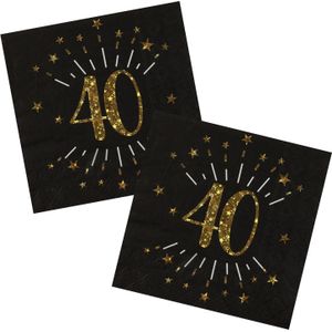 Verjaardag feest servetten leeftijd - 20x - 40 jaar - goud - 33 x 33 cm