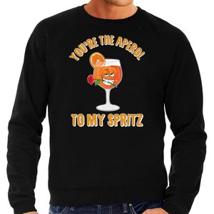 Bellatio Decorations Apres ski sweater heren - aperol to my spritz - zwart - apres ski/wintersport