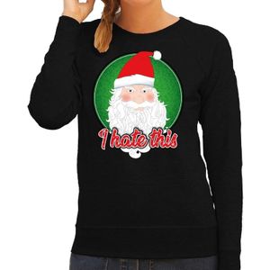 Foute Kersttrui / sweater - I hate this - zwart voor dames - kerstkleding / kerst outfit