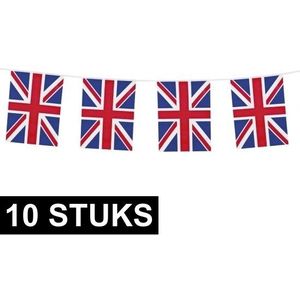 10x Union Jack vlaggenlijnen 10 meter - Engeland/Britse feestartikelen - Vlaggetjes/slingers versiering