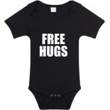 Free hugs tekst baby rompertje zwart jongens en meisjes - Kraamcadeau - Babykleding