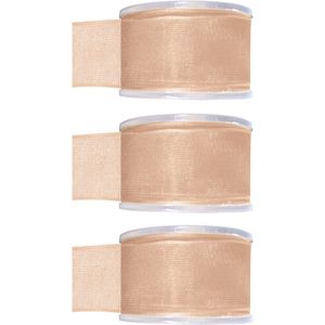 3x Hobby/decoratie koraal roze organza sierlinten 4 cm/40 mm x 20 meter - Cadeaulint organzalint/ribbon - Striklint linten roze