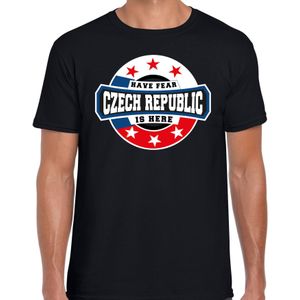 Have fear Czech republic is here t-shirt met sterren embleem in de kleuren van de Tsjechische vlag - zwart - heren - Tsjechie supporter / Tsjechisch elftal fan shirt / EK / WK / kleding