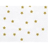 60x Kerst servetten met gouden sterren 33 cm - Kerstservetten