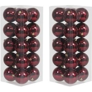 40x Bordeaux rode kunststof kerstballen 8 cm - Glans - Onbreekbare plastic kerstballen - Kerstboomversiering Bordeaux rood