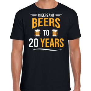 Cheers and beers 20 jaar verjaardag cadeau t-shirt zwart voor heren - 20 jaar bier liefhebber verjaardag shirt / outfit
