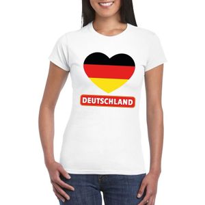 Duitsland t-shirt met Duitse vlag in hart wit dames