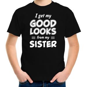 I get my good looks from my sister cadeau t-shirt zwart voor kinderen - unisex - jongens / meisjes