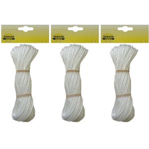 3x stuks touw wit lengte 25 meter dikte 4 mm -  Hobbytouw - Handig touw voor een klusproject/hobbyproject