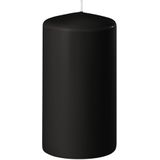 8x Zwarte cilinderkaarsen/stompkaarsen 6 x 8 cm 27 branduren - Geurloze kaarsen zwart - Woondecoraties