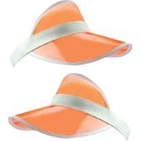 6x stuks oranje zonneklep petje/hoedje transparant - Carnaval/koningsdag verkleed hoeden