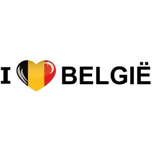 Set van 10x stuks landen vlag sticker I Love Belgie 19.6 cm - Feestartikelen/versiering - Auto caravan bumper