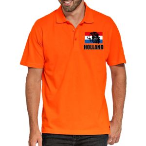 Oranje fan poloshirt voor heren - met leeuw en vlag op borstkas - Holland / Nederland supporter - EK/ WK shirt / outfit