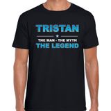 Naam cadeau Tristan - The man, The myth the legend t-shirt  zwart voor heren - Cadeau shirt voor o.a verjaardag/ vaderdag/ pensioen/ geslaagd/ bedankt
