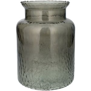 Bloemenvaas Base - grijs transparant glas - D19 x H25 cm - decoratieve vaas - bloemen/takken