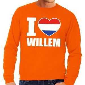 Oranje I love Willem sweater / trui heren - Oranje Koningsdag/ supporter kleding